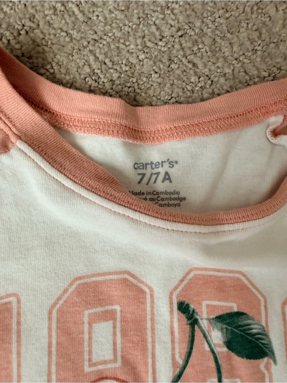 Carter's Pink & White Cherry Raglan Tee